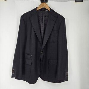 ROBERT GRAHAM Wool & Cashmere Sport Coat Blazer Black Tailored Fit Insert Sz 48
